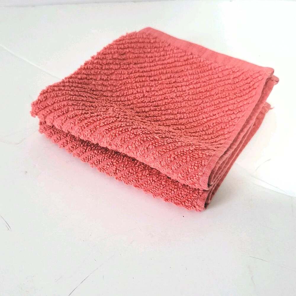 Kassa Spa By Kassatex Wash Cloths Set Of 2 Orange 100% Zero Twist Cotton